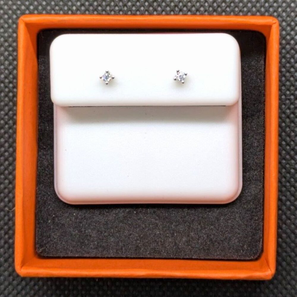 Petite Moissanite Stud Earrings in 925 Silver with Butterfly Push Back closure